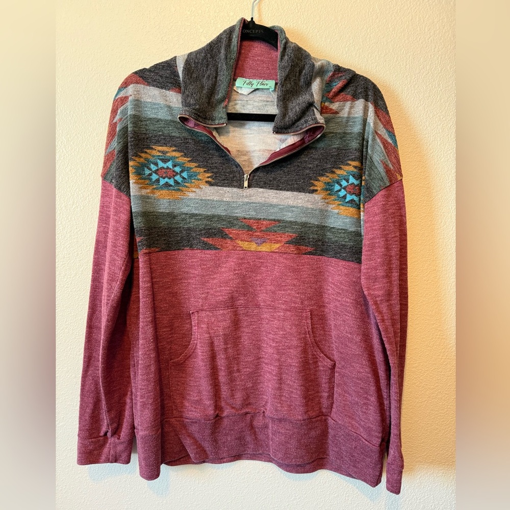EUC Filly Flair Quarter Zip Pullover with Pocket
